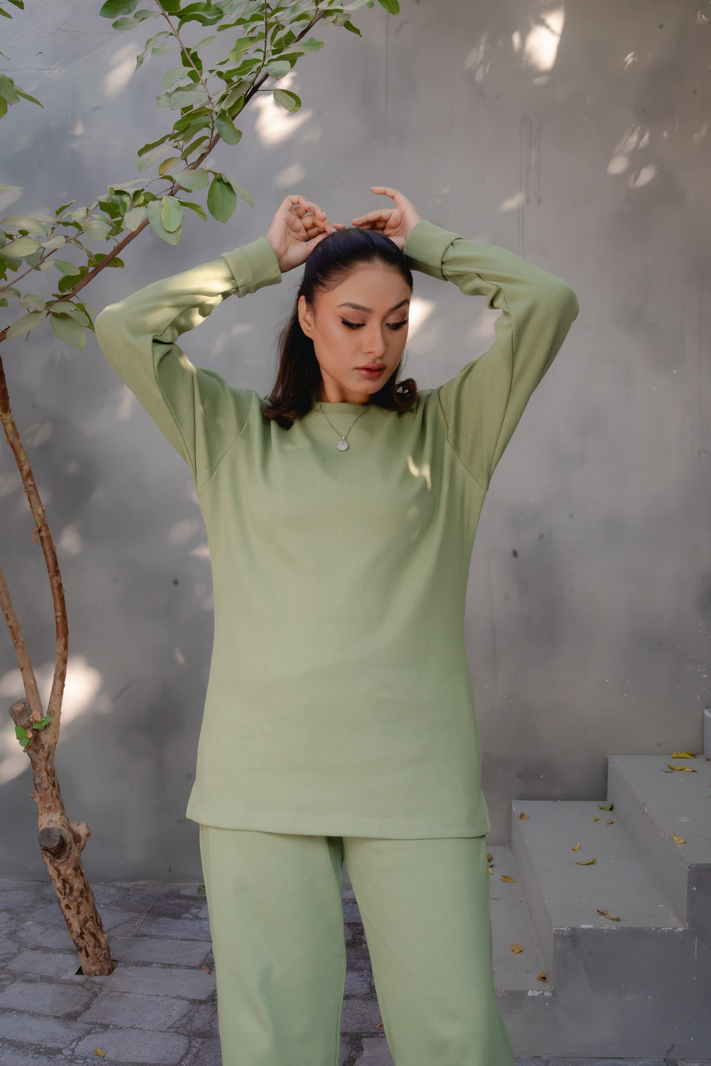 EVORA RIBBED CO-ORD SET | PISTACHIO GREEN