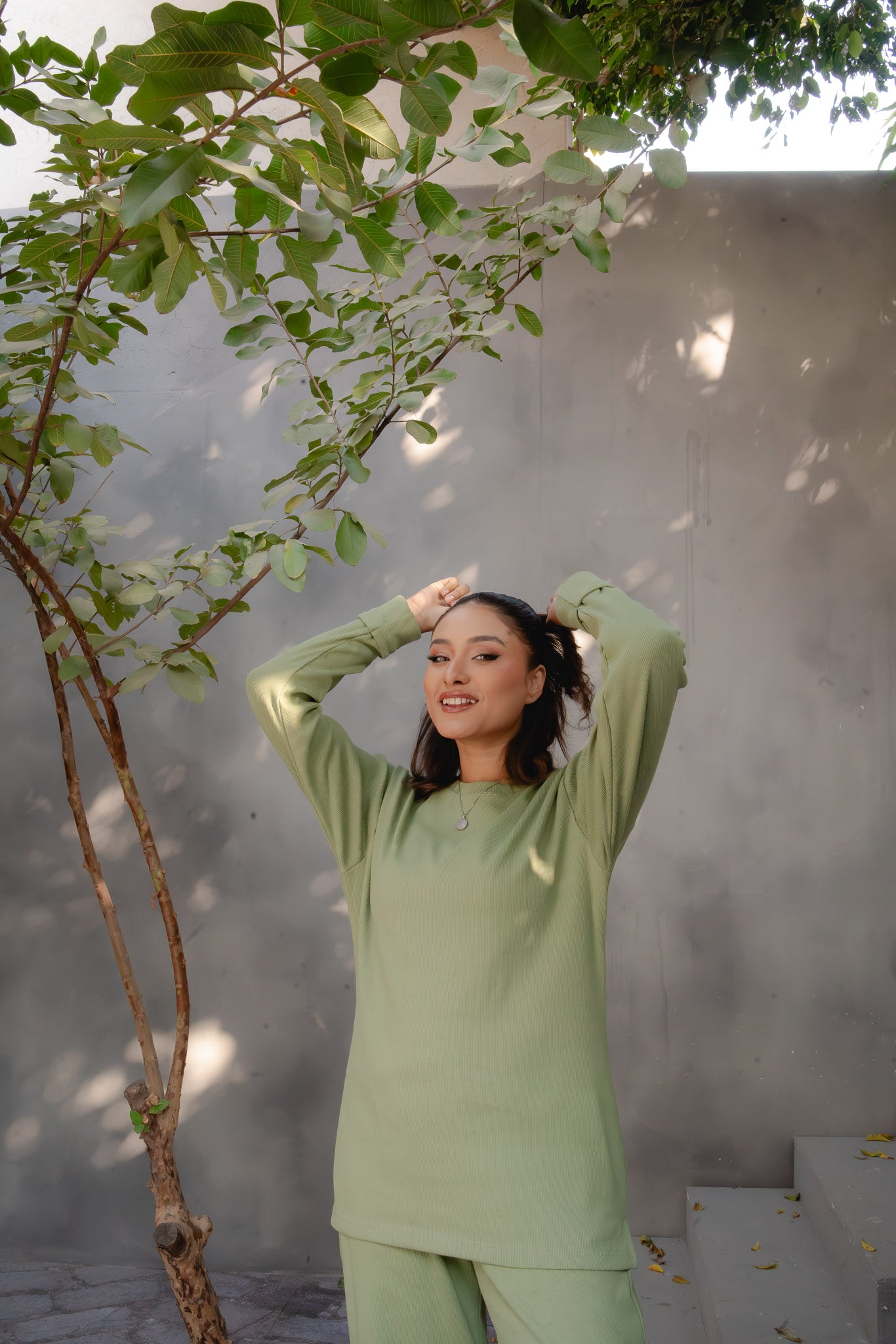 EVORA RIBBED CO-ORD SET | PISTACHIO GREEN