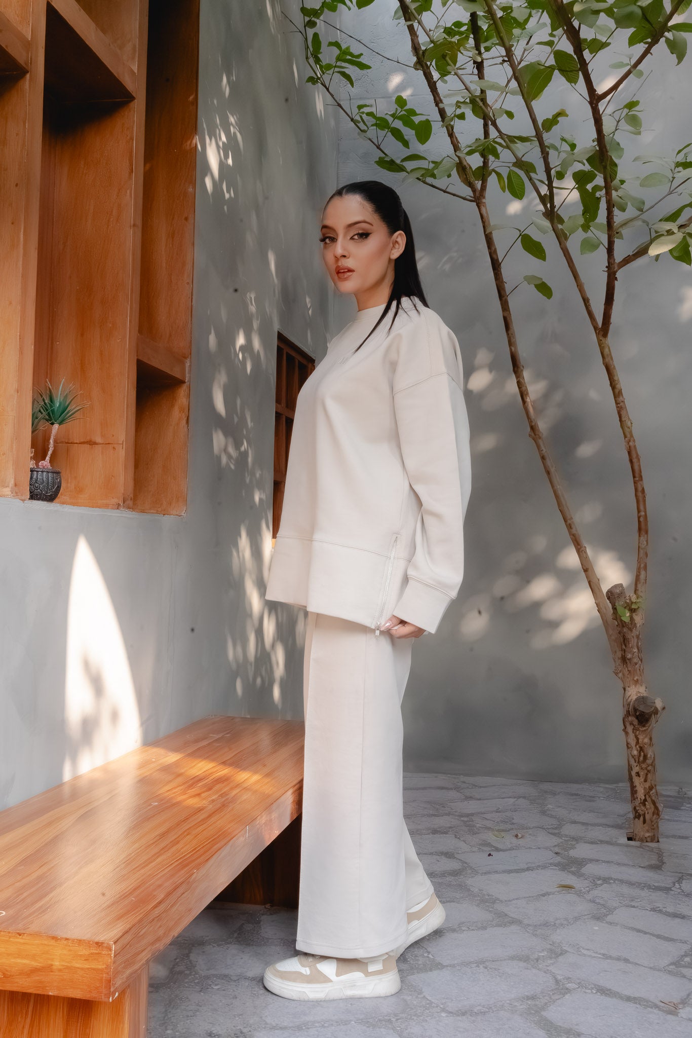 TERRA SIDE-ZIP CO-ORD SET | SANDSTONE BEIGE