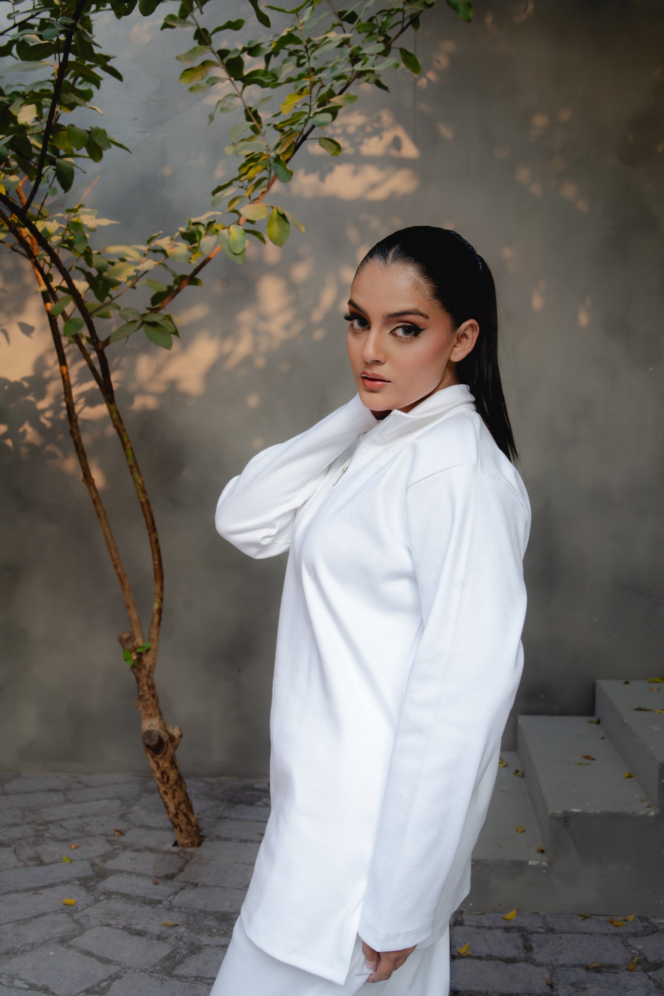 ALPS ZIP RIBBED CO-ORD SET | ALPINE WHITE