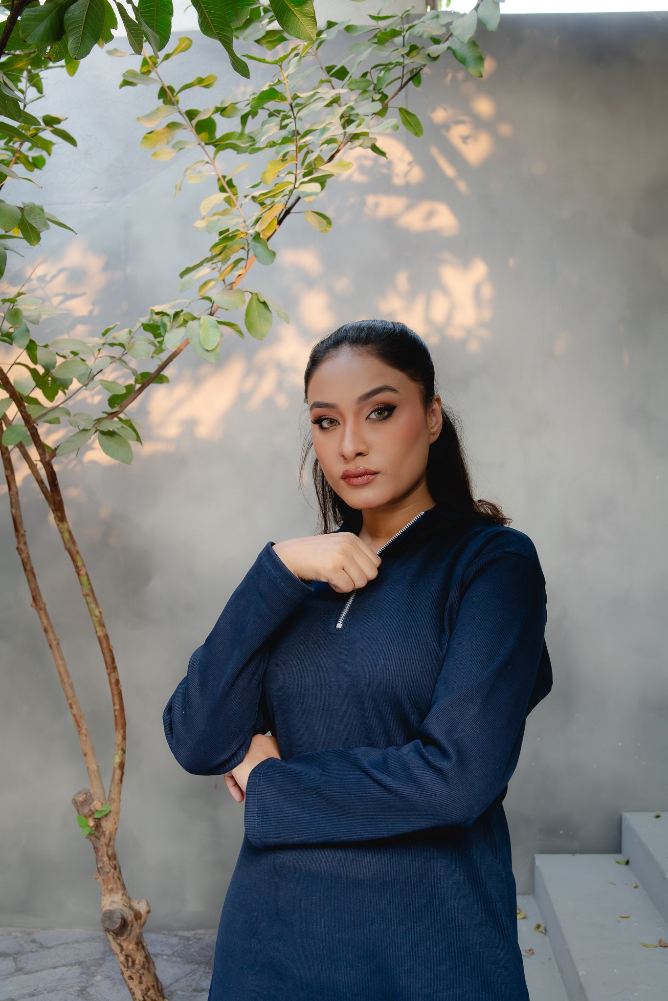 ALPS ZIP-RIBBED CO-ORD SET | MIDNIGHT BLUE