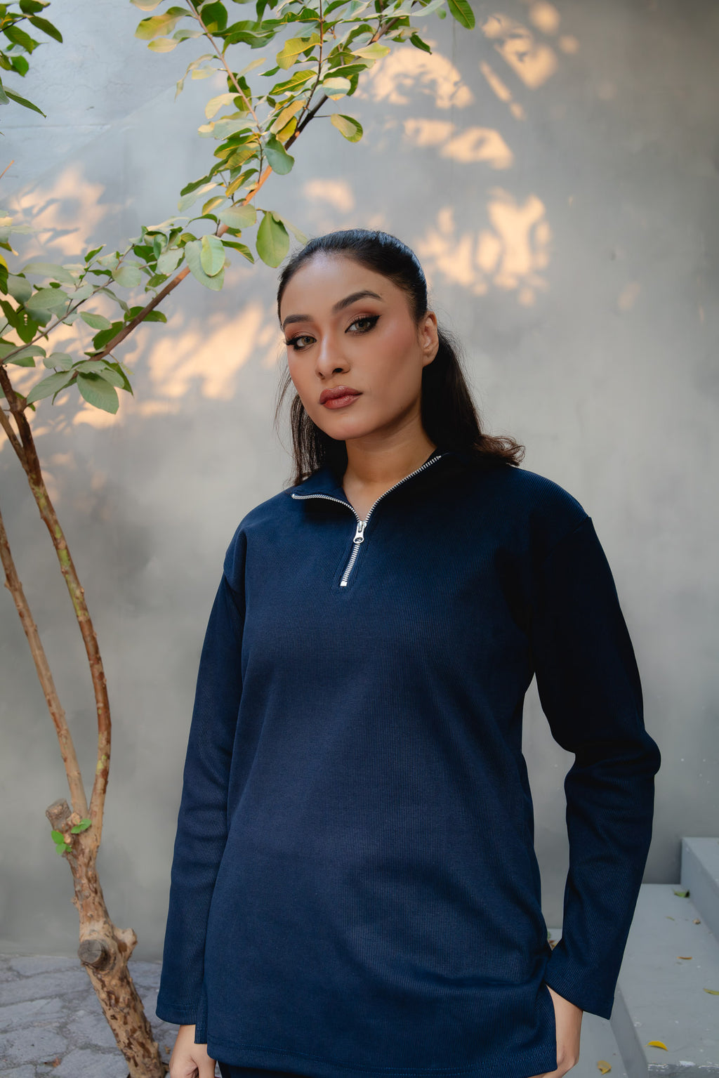 ALPS ZIP-RIBBED CO-ORD SET | MIDNIGHT BLUE