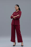 ANTALYA FLARED COORD SET | MAROON
