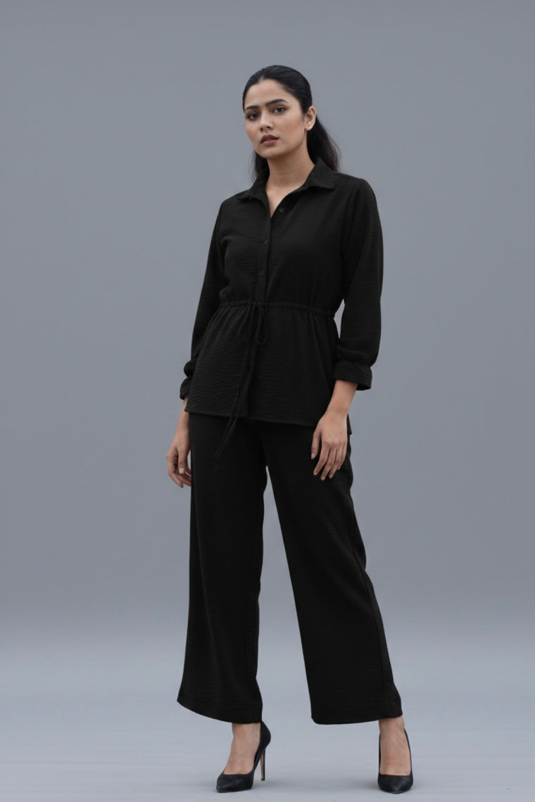 ANTALYA FLARED COORD SET | BLACK