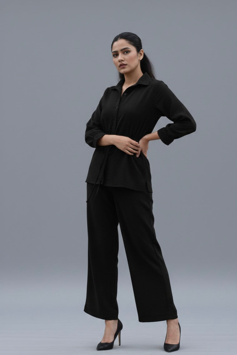 ANTALYA FLARED COORD SET | BLACK