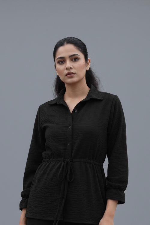 ANTALYA FLARED COORD SET | BLACK