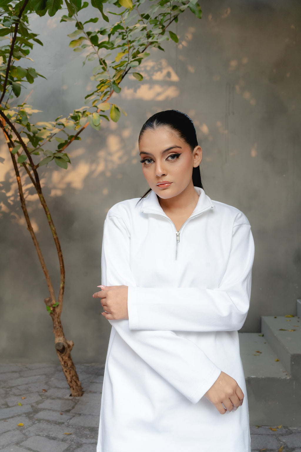 ALPS ZIP RIBBED CO-ORD SET | ALPINE WHITE