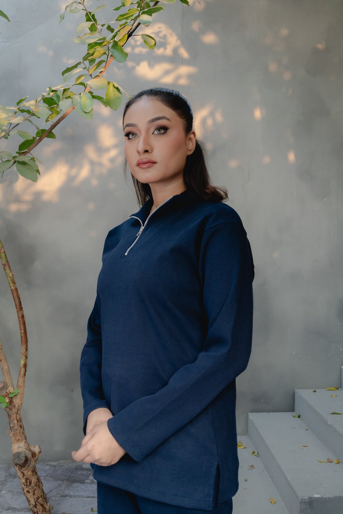 ALPS ZIP-RIBBED CO-ORD SET | MIDNIGHT BLUE