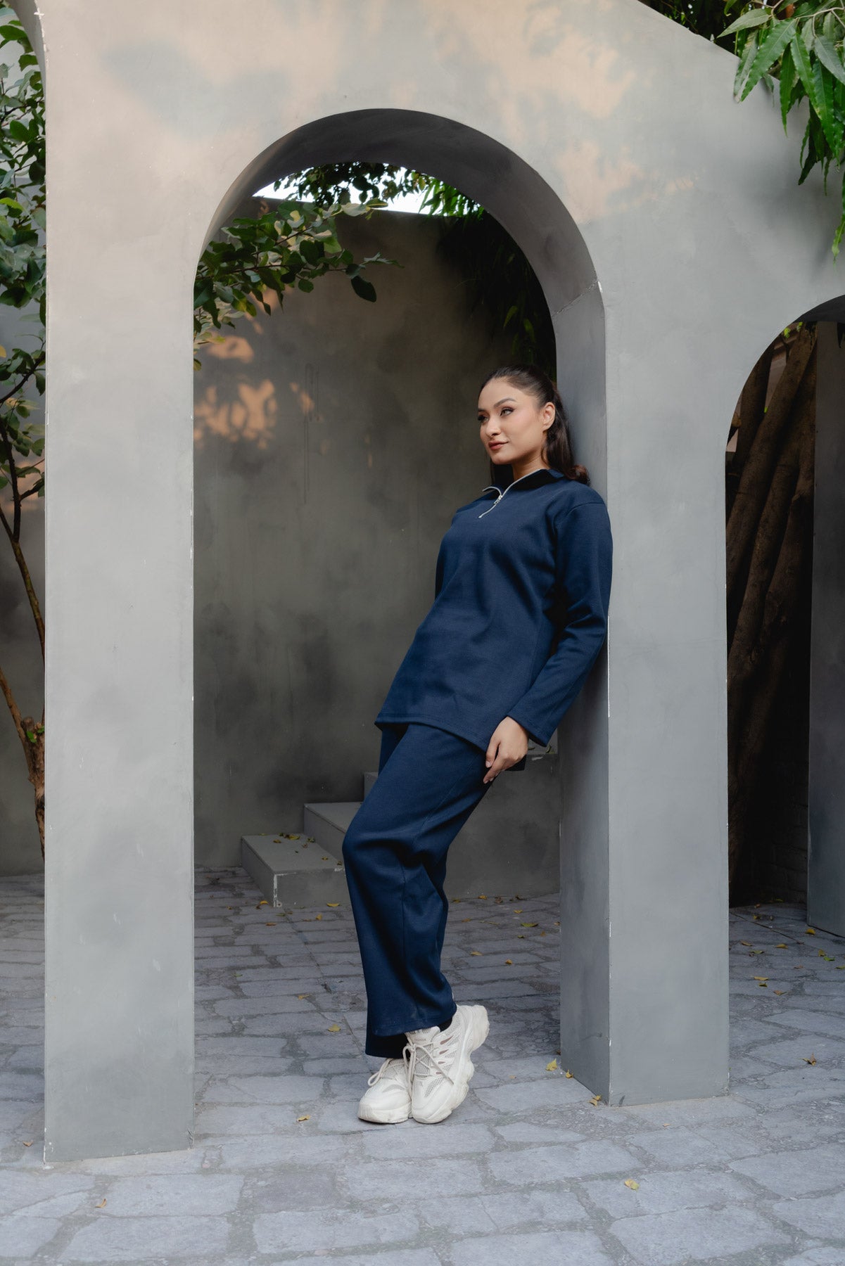 ALPS ZIP-RIBBED CO-ORD SET | MIDNIGHT BLUE