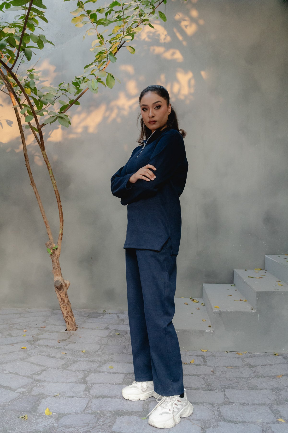 ALPS ZIP-RIBBED CO-ORD SET | MIDNIGHT BLUE