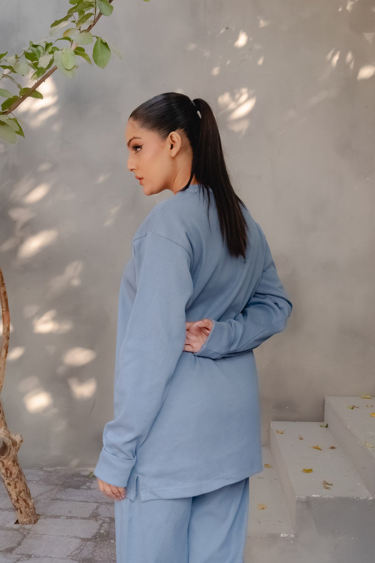 EVORA RIBBED CO-ORD SET | COASTAL BLUE