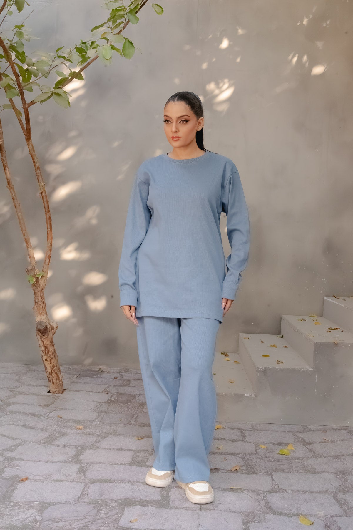 EVORA RIBBED CO-ORD SET | COASTAL BLUE