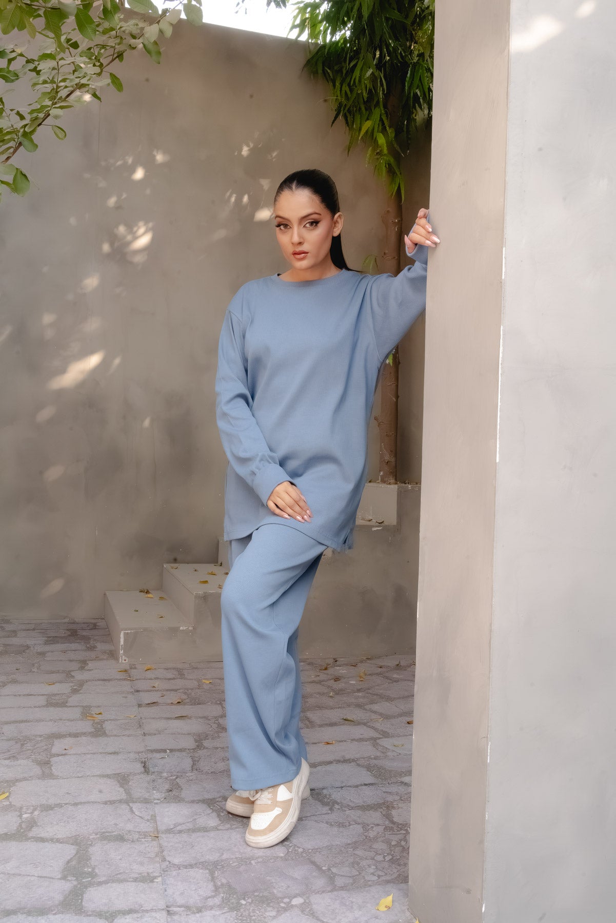 EVORA RIBBED CO-ORD SET | COASTAL BLUE