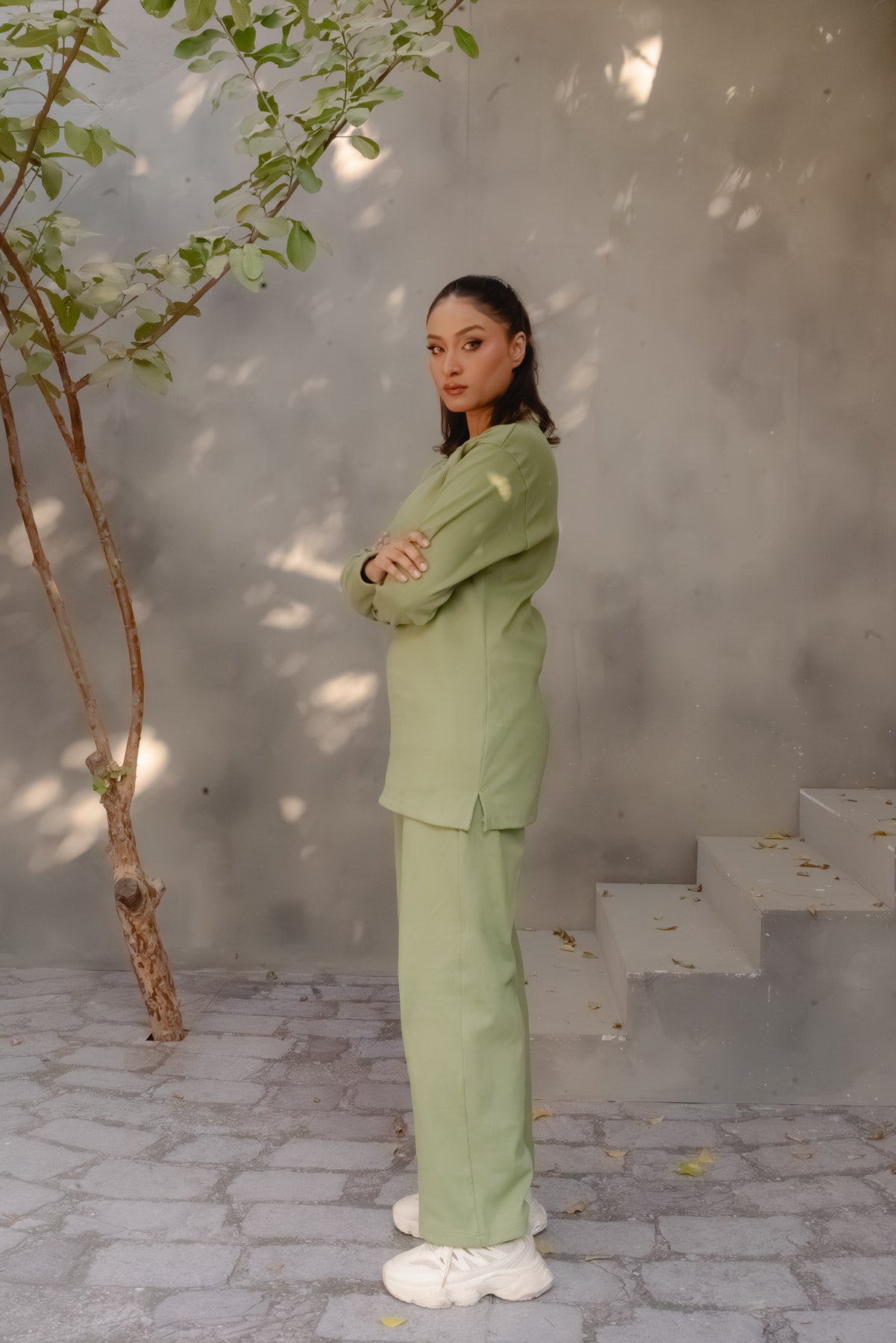 EVORA RIBBED CO-ORD SET | PISTACHIO GREEN