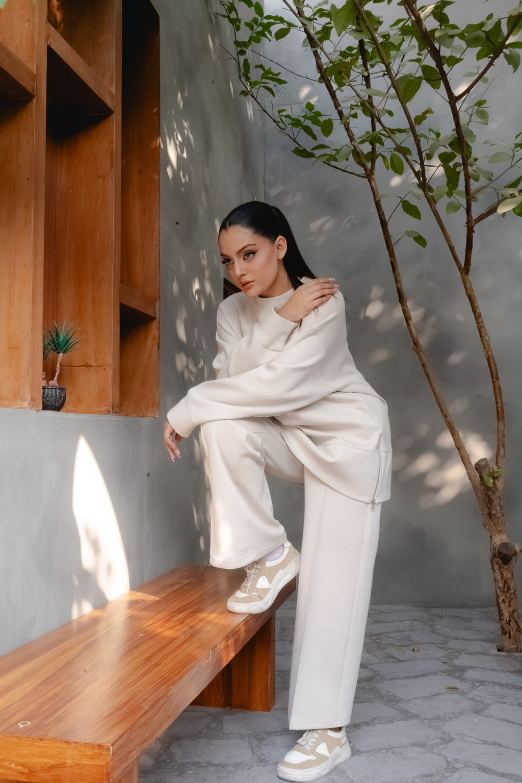 TERRA SIDE-ZIP CO-ORD SET | SANDSTONE BEIGE